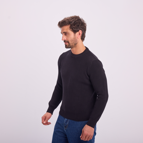 Svnty Black Knit Crewneck Pullover