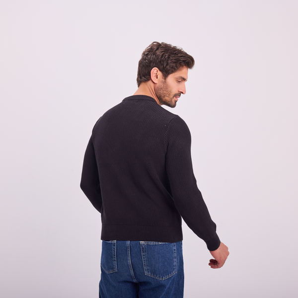 Svnty Black Knit Crewneck Pullover