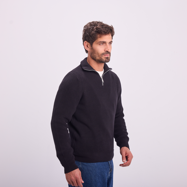 Svnty Black Knit Quarter-Zip Pullover