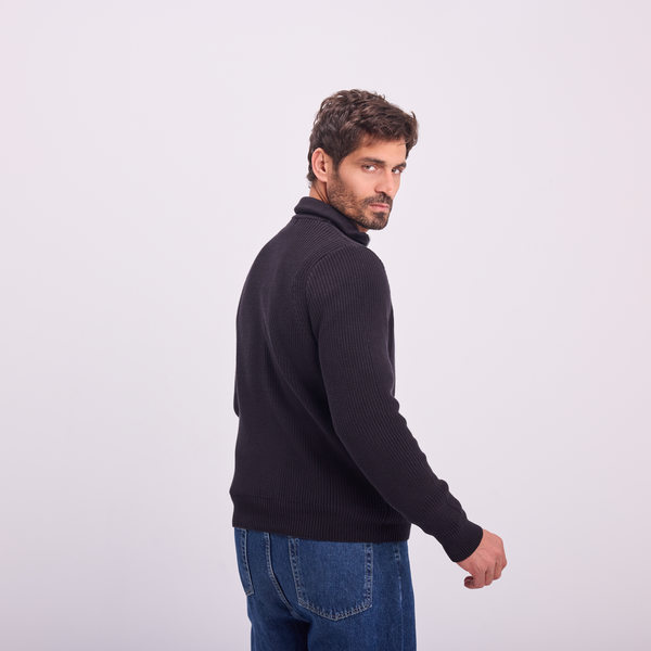 Svnty Black Knit Quarter-Zip Pullover