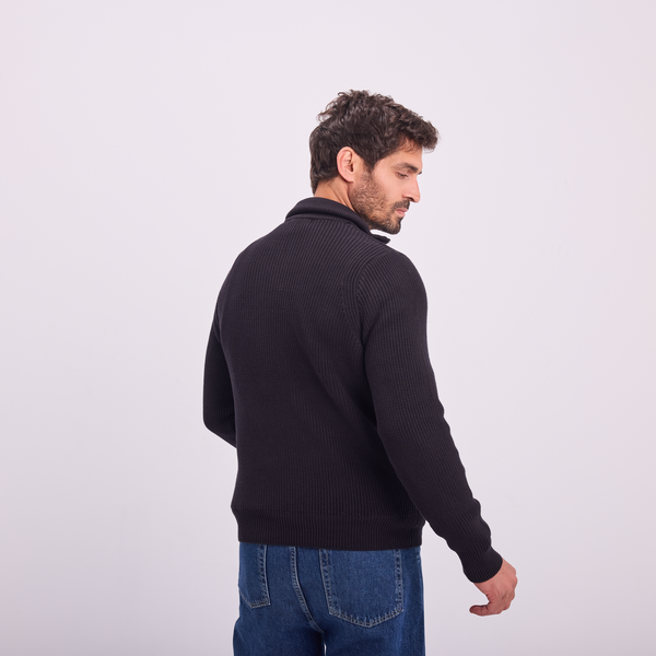 Svnty Black Knit Quarter-Zip Pullover