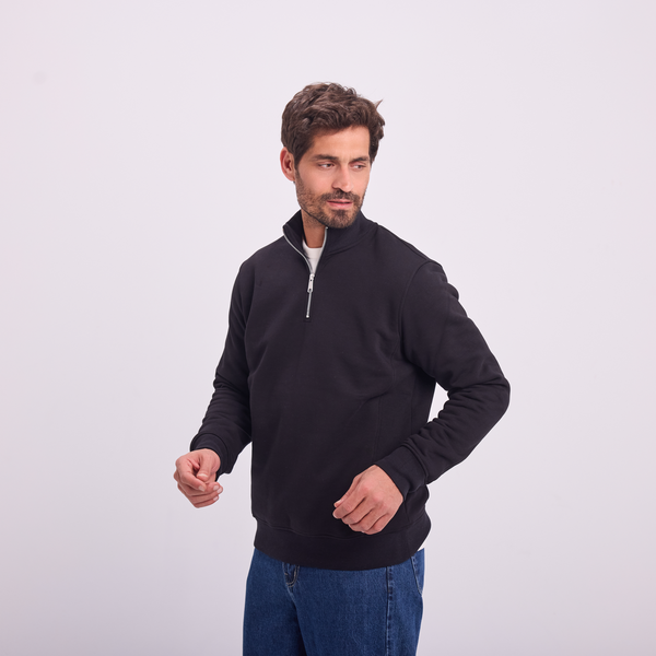 Svnty Black Quarter-zip High Collar Sweatshirt