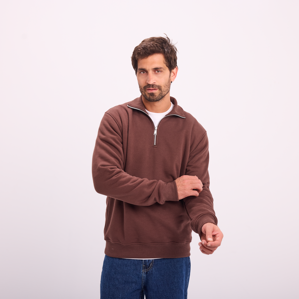 Svnty Brown Quarter-Zip Sweatshirt