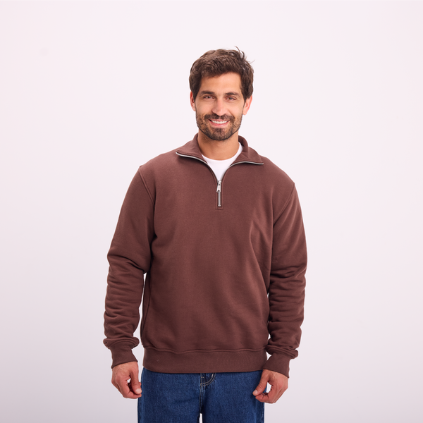 svnty Brown Quarter-Zip Sweatshirt