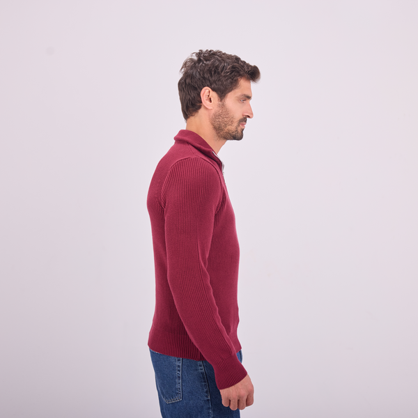Svnty Burgundy Knit Quarter-Zip Pullover