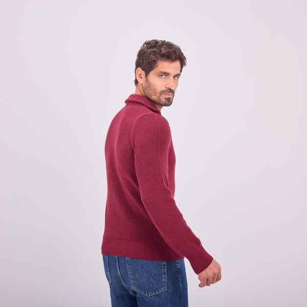 Svnty Burgundy Knit Quarter-Zip Pullover