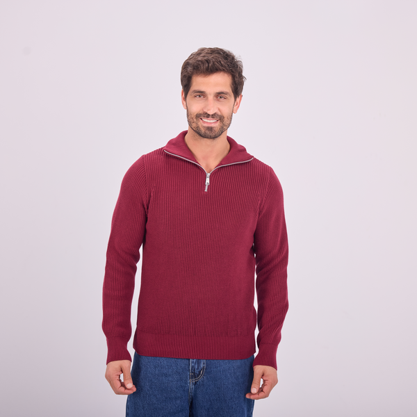 svnty Burgundy Knit Quarter-Zip Pullover