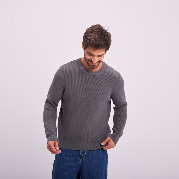 Svnty Gray Knit Crewneck Pullover
