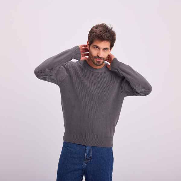 Svnty Gray Knit Crewneck Pullover