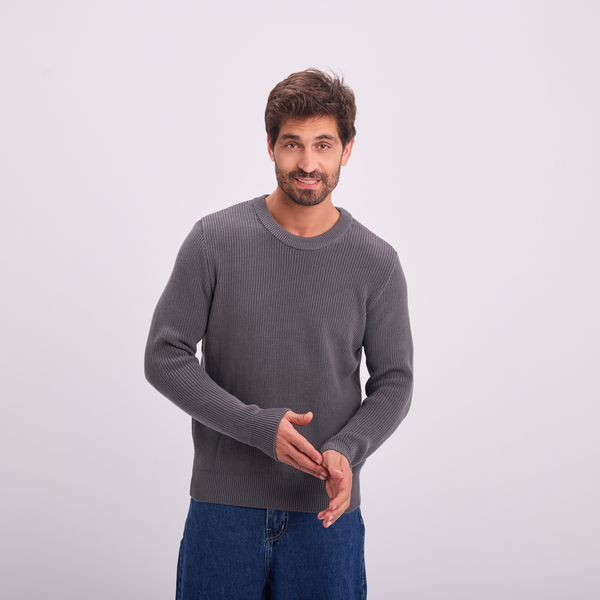 svnty Gray Knit Crewneck Pullover