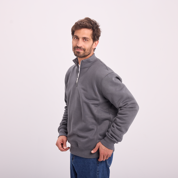 Svnty Gray Quarter-zip High Collar Sweatshirt