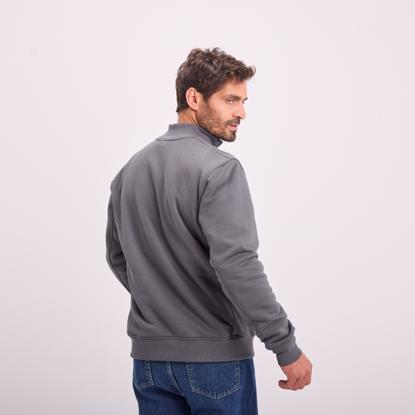 Svnty Gray Quarter-zip High Collar Sweatshirt