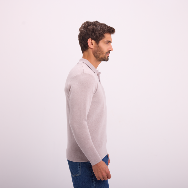 Svnty Light Gray Knit Long-Sleeve Polo
