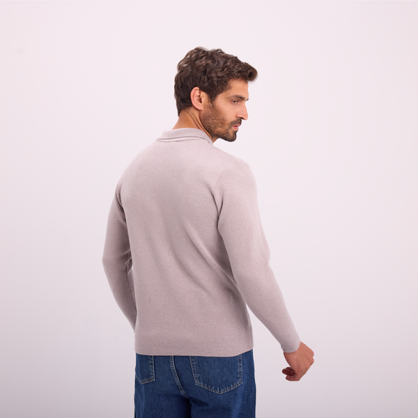 Svnty Light Gray Knit Long-Sleeve Polo