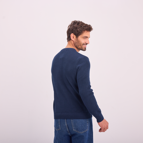 svnty Navy Knit Button-Neck Pullover