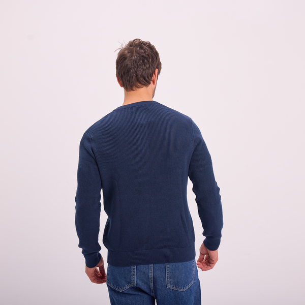 svnty Navy Knit Button-Neck Pullover