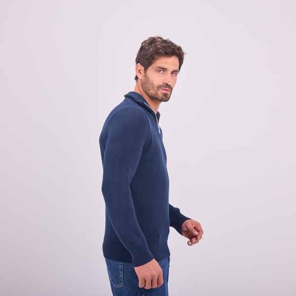 Svnty Navy Knit Quarter-Zip Pullover