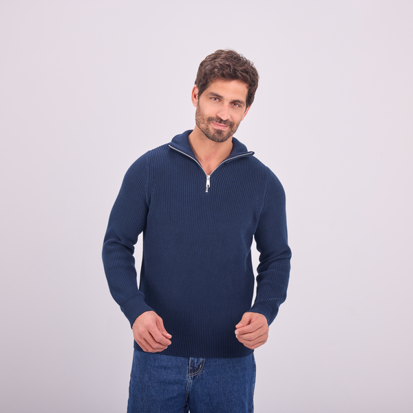 svnty Navy Knit Quarter-Zip Pullover