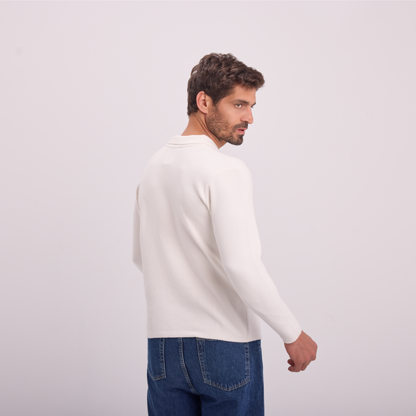 Svnty Off-White Knit Long-Sleeve Polo
