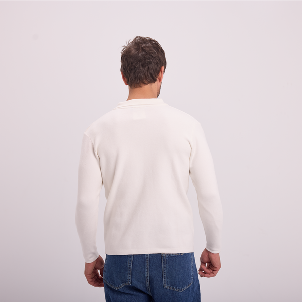 Svnty Off-White Knit Long-Sleeve Polo