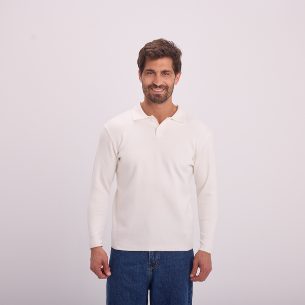 svnty Off-White Knit Long-Sleeve Polo