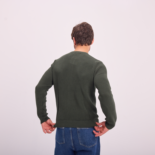 Svnty Olive Knit Button-Neck Pullover