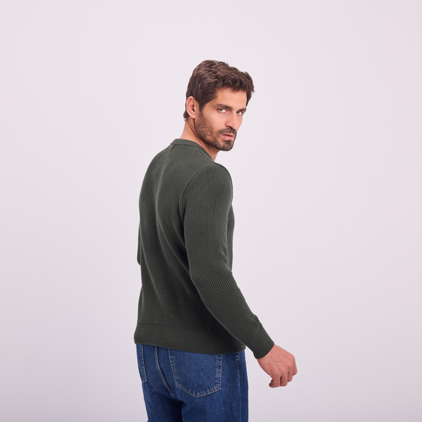 Svnty Olive Knit Crewneck Pullover