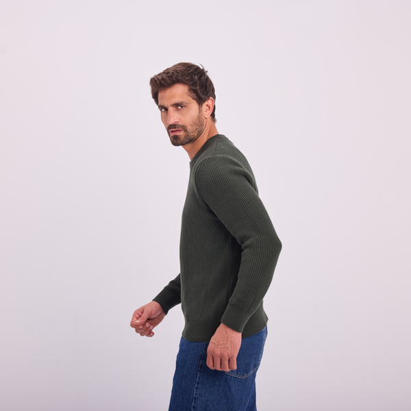 Svnty Olive Knit Crewneck Pullover