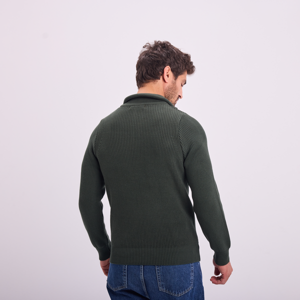 Svnty Olive Knit Quarter-Zip Pullover