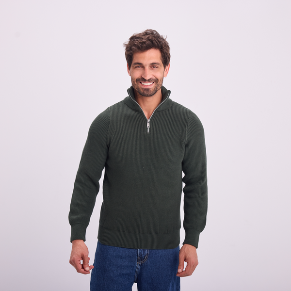 svnty Olive Knit Quarter-Zip Pullover