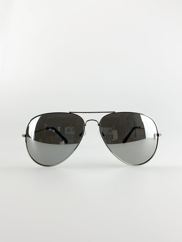 svnx Aviator Metal Frame Sunglasses with Mirrored Lenses