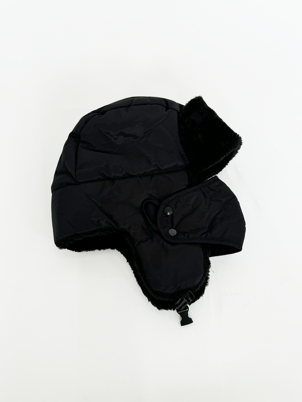 Svnx Black Lined Trapper Hat With Detachable Mouth Cover