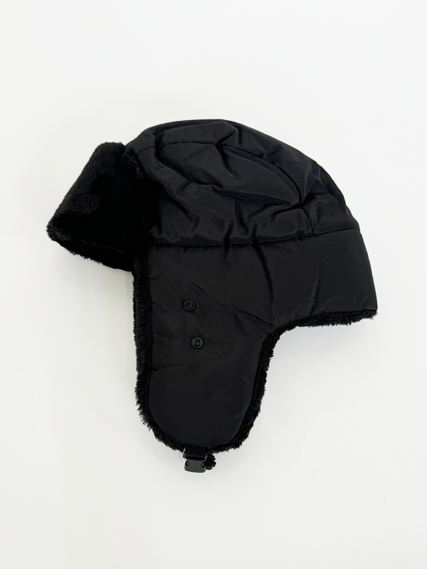 Svnx Black Lined Trapper Hat With Detachable Mouth Cover