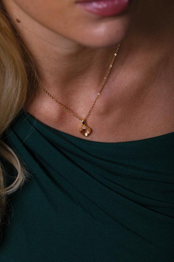 Svnx Blush Clover Crystal Pendant Necklace - Gift Boxed