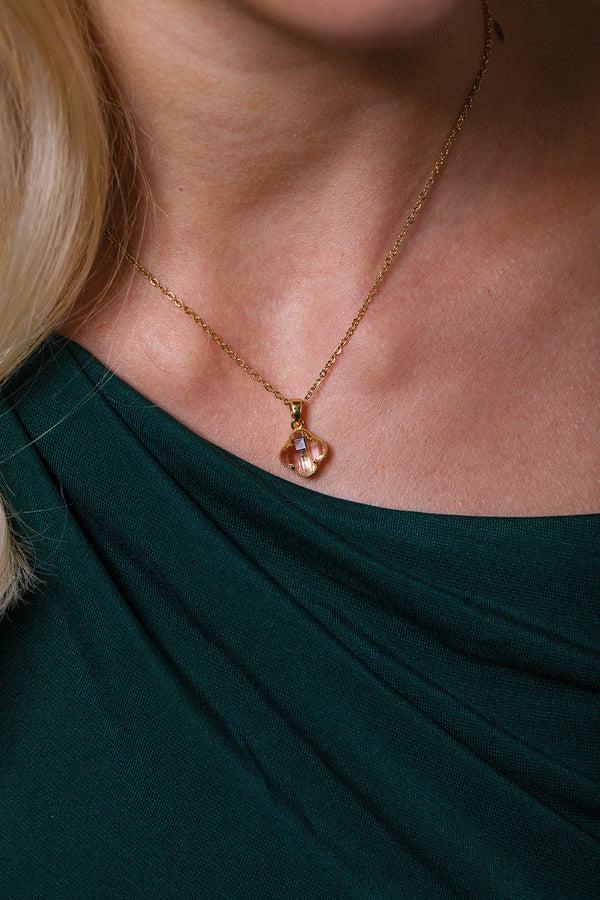 svnx Blush Clover Crystal Pendant Necklace - Gift Boxed