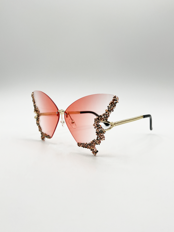 Svnx Butterfly Lens With Crystal Detail In Gradient Pink
