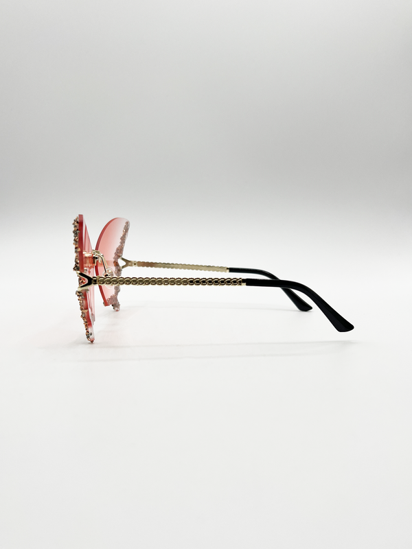 Svnx Butterfly Lens With Crystal Detail In Gradient Pink