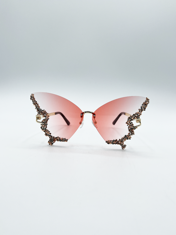 svnx Butterfly Lens with Crystal Detail in Gradient Pink