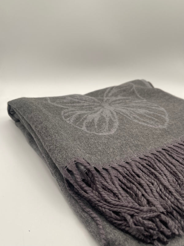 Svnx Butterfly Printed Cashmere Blend Scarf With Tassels