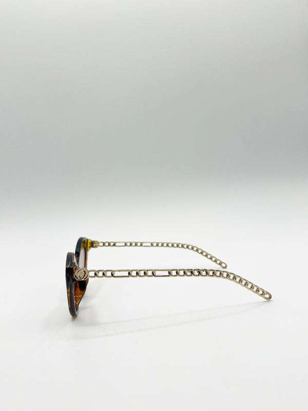 Svnx Cat-Eye Sunglasses With Thin Chain Arm Tortoise