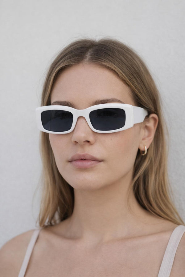 svnx Chunky Rectangle Sunglasses with Extra Wide Arms in White