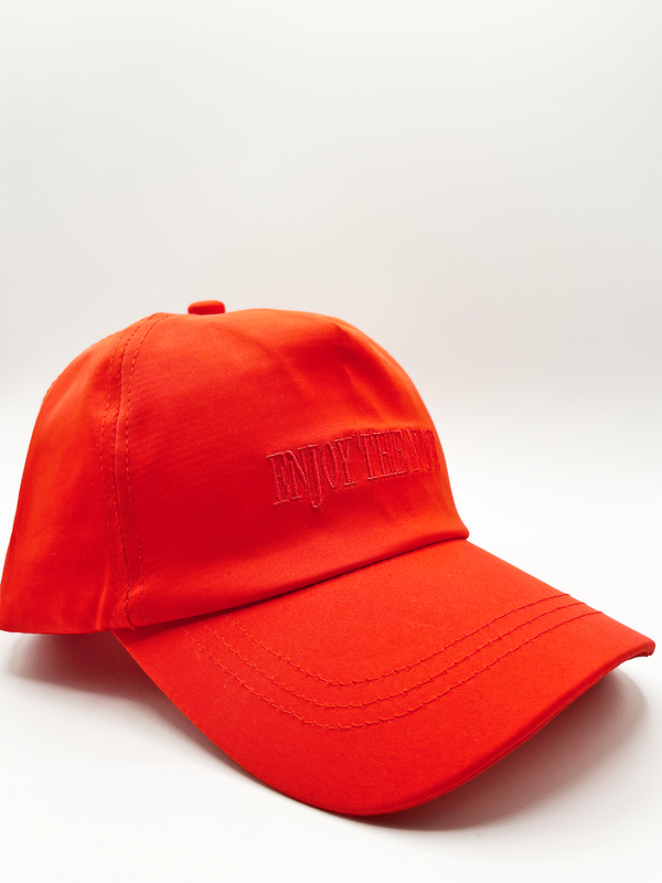 Svnx DARCIE Soft Nylon 'enjoy The Now' Embroidered Baseball Cap In Setting Sun