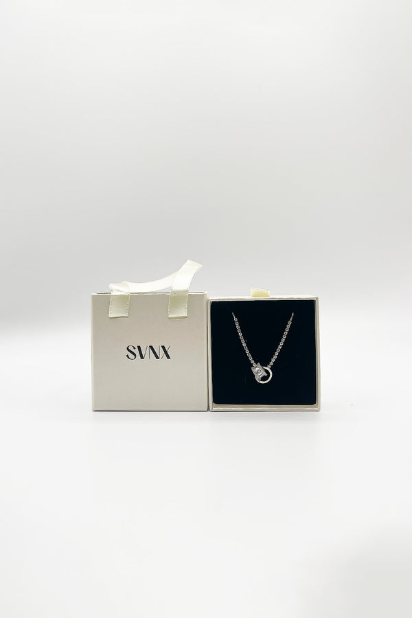 Svnx Double Ring Diamante Bracelet In Silver - Gift Boxed