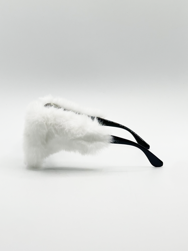 Svnx Faux Fur Cateye Sunglasses With Multicoloured Gems