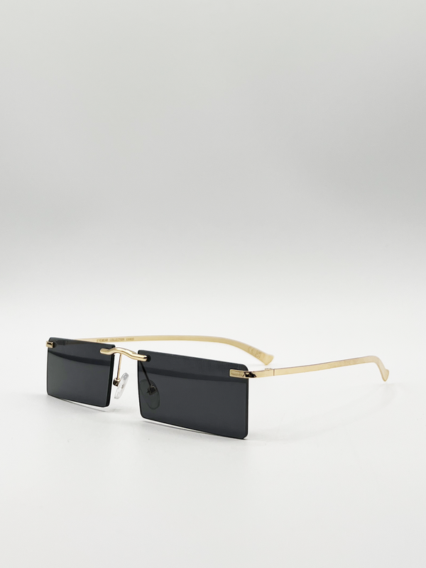 Svnx Frameless Rectangle Sunglasses With Metal Arms