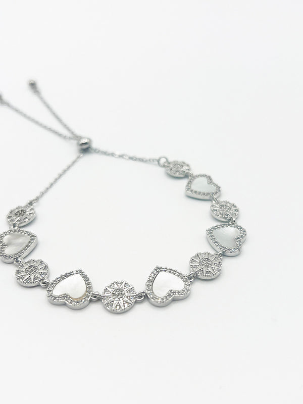 Svnx Heart Diamante Bracelet In Silver With Gift Box
