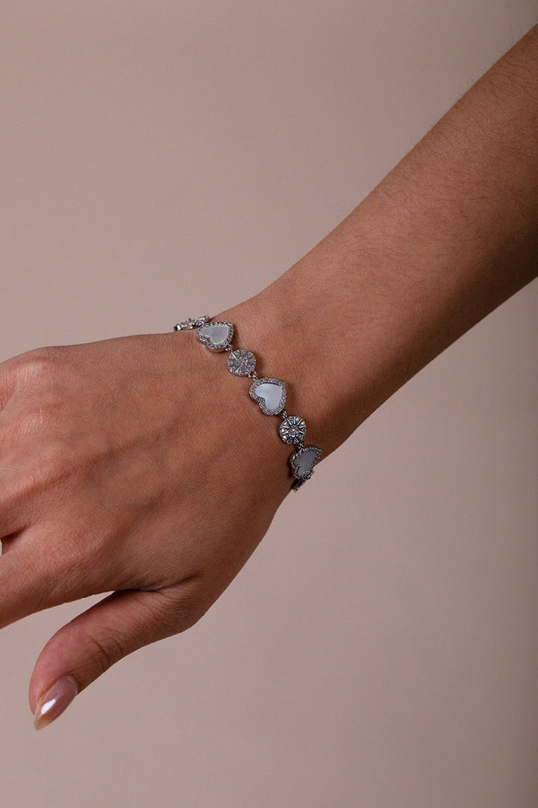 Svnx Heart Diamante Bracelet In Silver With Gift Box
