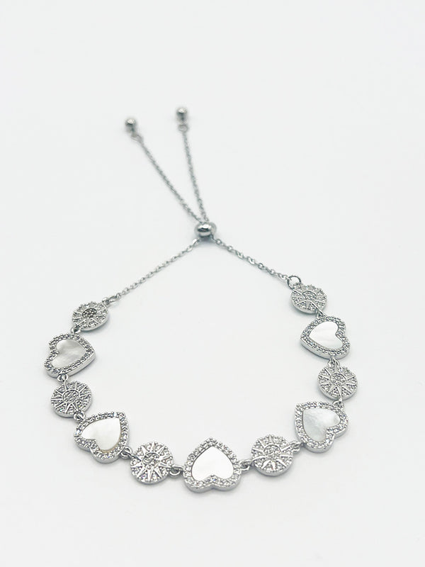 Svnx Heart Diamante Bracelet In Silver With Gift Box