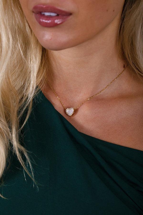 svnx Heart Necklace & Earrings Set In Gold - Gift Boxed