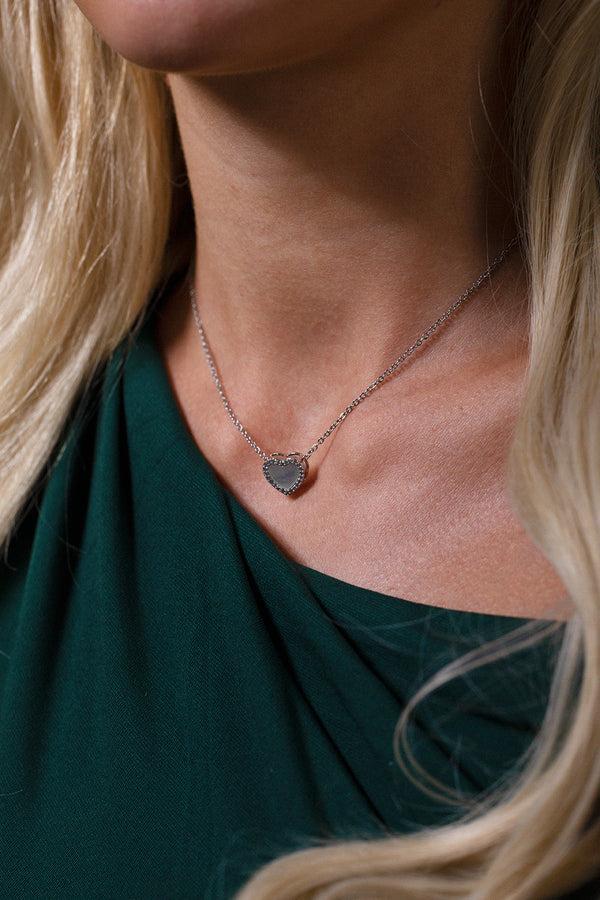 svnx Heart Necklace & Earrings Set In Silver - Gift Boxed